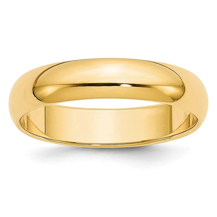Goldia Rings Solid 18K Yellow Gold 5mm HalfRound Wedding MensWomens Wedding Band Ring Size 4