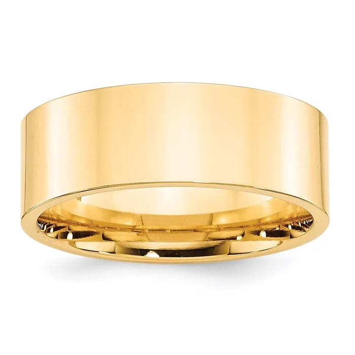 Goldia Rings Solid 18K Yellow Gold 8mm Standard Flat Comfort Fit MensWomens Wedding Band Ring Size 6