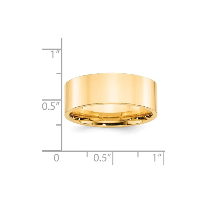 Goldia Rings Solid 18K Yellow Gold 8mm Standard Flat Comfort Fit MensWomens Wedding Band Ring Size 6