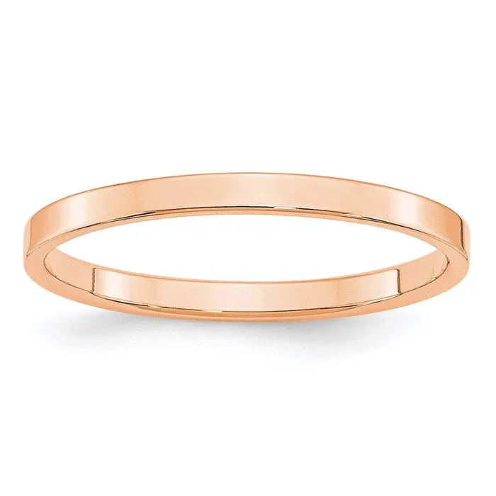 Goldia Rings Solid 18K Yellow Gold Rose Gold 2mm Light Weight Flat MensWomens Wedding Band Ring Size 115