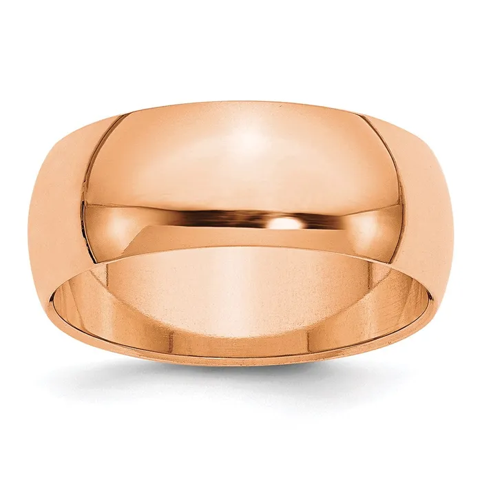 Goldia Rings Solid 18K Yellow Gold Rose Gold 8mm HalfRound Wedding MensWomens Wedding Band Ring Size 65