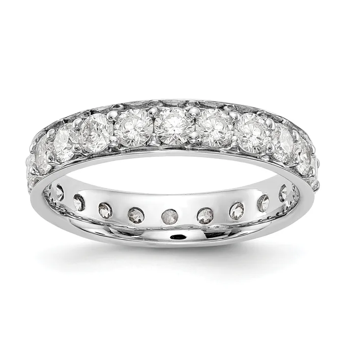 Goldia Rings Solid Real 14k White Gold Polished Vintage 2ct CZ Eternity Wedding Band Ring