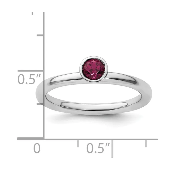 Goldia Rings SS Stackable Expressions High 4mm Round Rhodolite Garnet Ring
