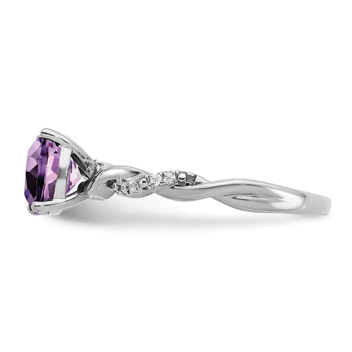 Goldia Rings Sterling Silver Amethyst and Diamond Ring