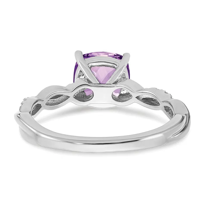 Goldia Rings Sterling Silver Amethyst and Diamond Ring