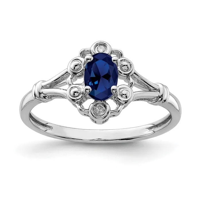 Goldia Rings Sterling Silver Rhodiumplated Created Sapphire u0026 Diamond Ring
