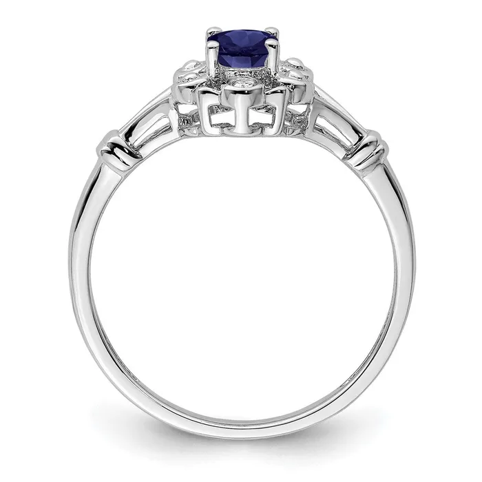 Goldia Rings Sterling Silver Rhodiumplated Created Sapphire u0026 Diamond Ring