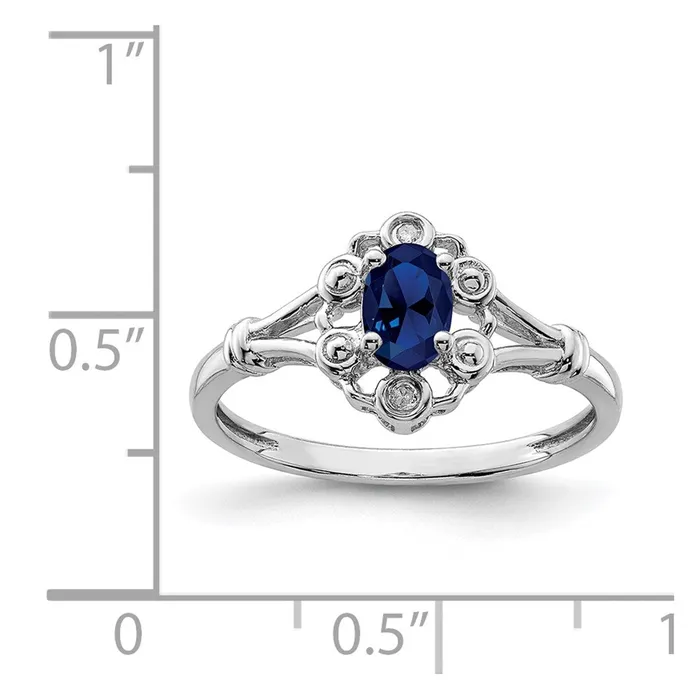 Goldia Rings Sterling Silver Rhodiumplated Created Sapphire u0026 Diamond Ring