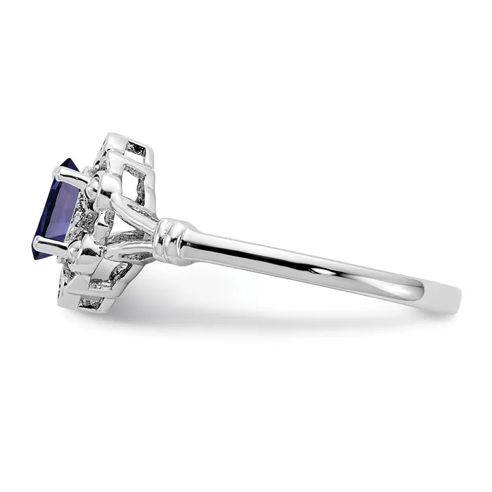 Goldia Rings Sterling Silver Rhodiumplated Created Sapphire u0026 Diamond Ring