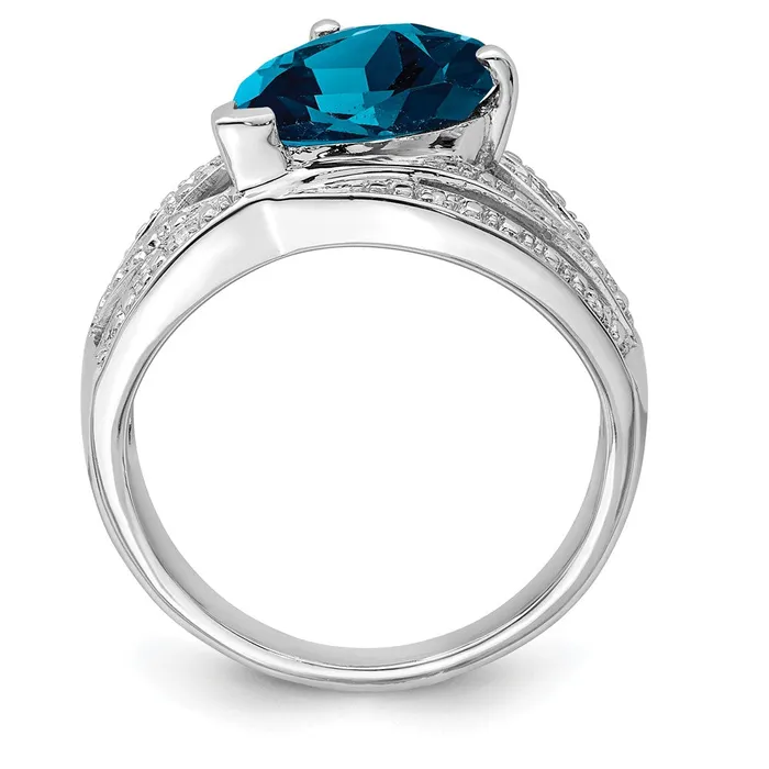 Goldia Rings Sterling Silver Rhodium Plated Diamond u0026 London Blue Topaz Ring