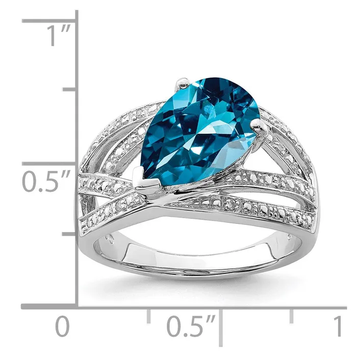Goldia Rings Sterling Silver Rhodium Plated Diamond u0026 London Blue Topaz Ring
