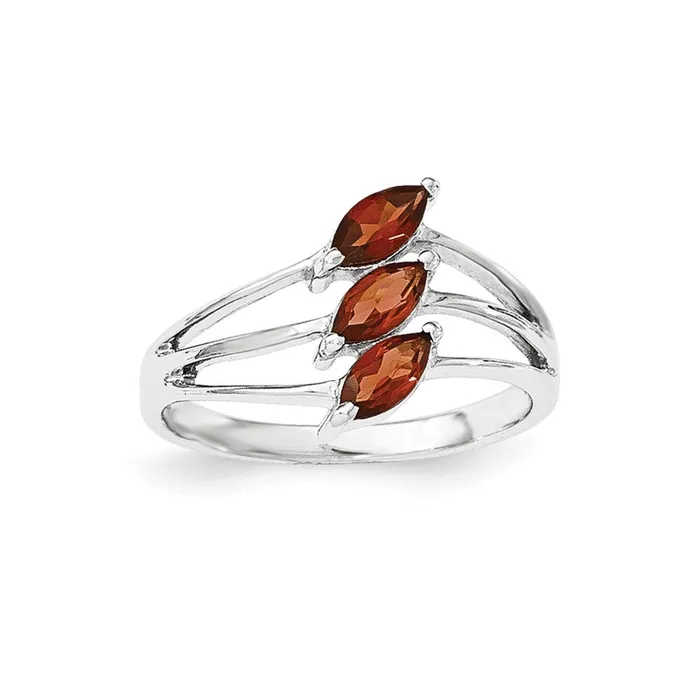 Goldia Rings Sterling Silver Rhodiumplated Garnet Ring