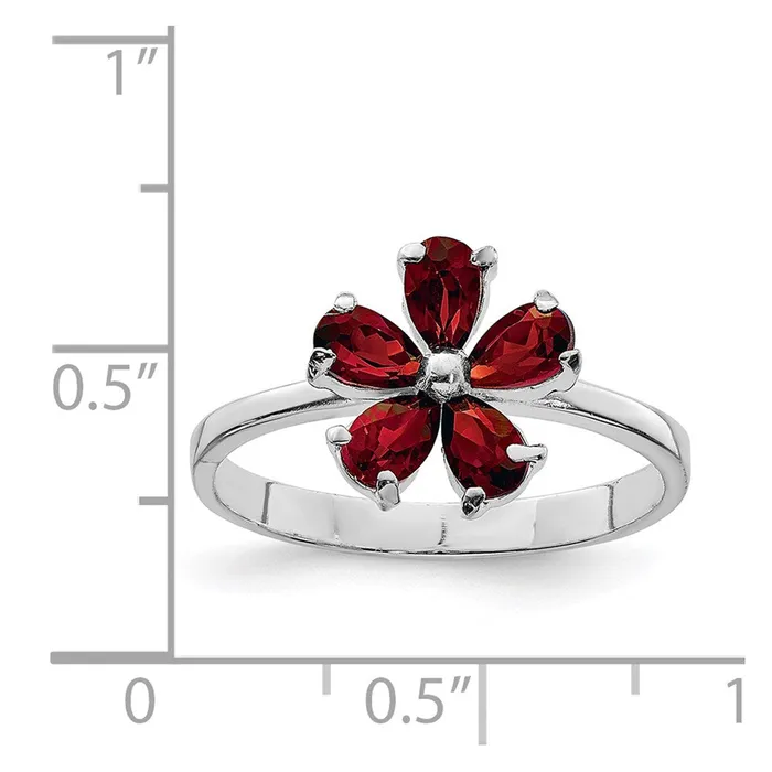 Goldia Rings Sterling Silver Rhodiumplated Garnet Ring