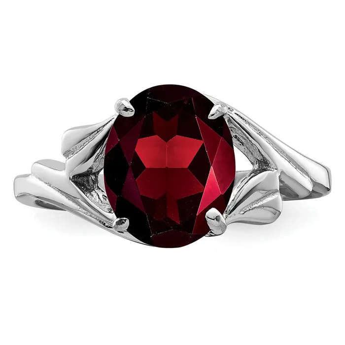 Goldia Rings Sterling Silver Rhodiumplated Garnet Ring