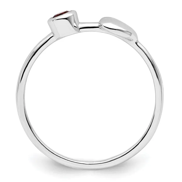 Goldia Rings Sterling Silver Rhodiumplated Polished Heart Garnet Ring