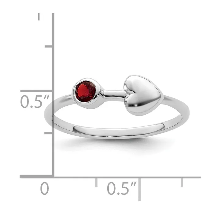Goldia Rings Sterling Silver Rhodiumplated Polished Heart Garnet Ring