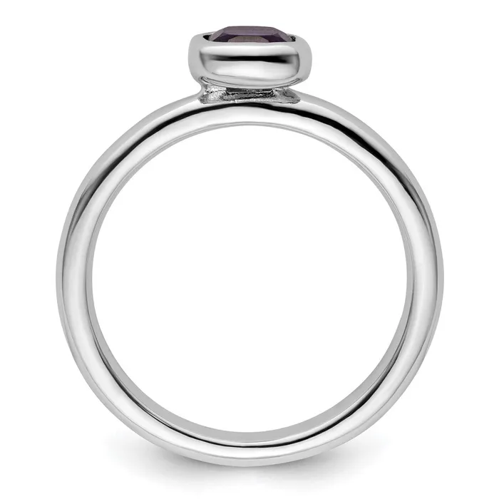 Goldia Rings Sterling Silver Stackable Expressions Cushion Cut Amethyst Ring