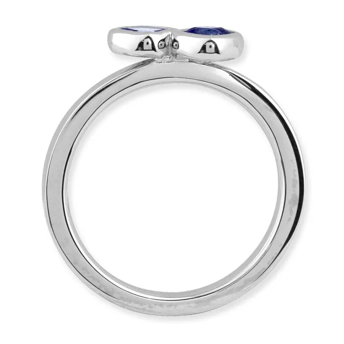 Goldia Rings Sterling Silver Stackable Expressions Dbl Cushion Cut Cr Sapphire Ring