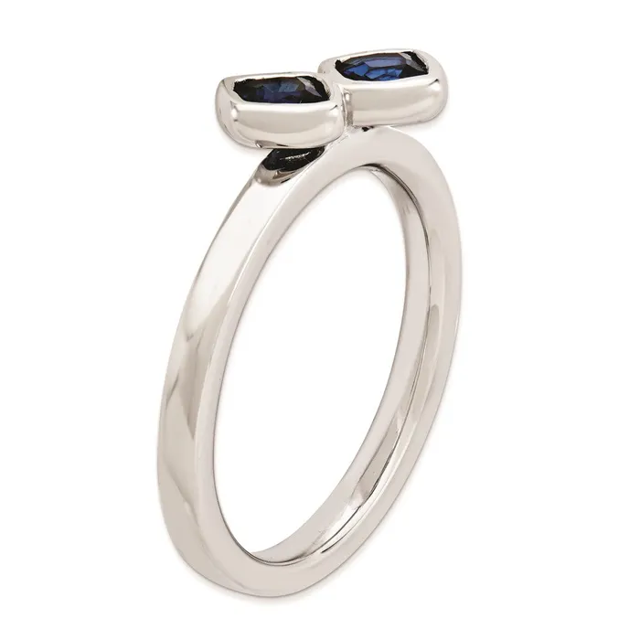 Goldia Rings Sterling Silver Stackable Expressions Dbl Cushion Cut Cr Sapphire Ring