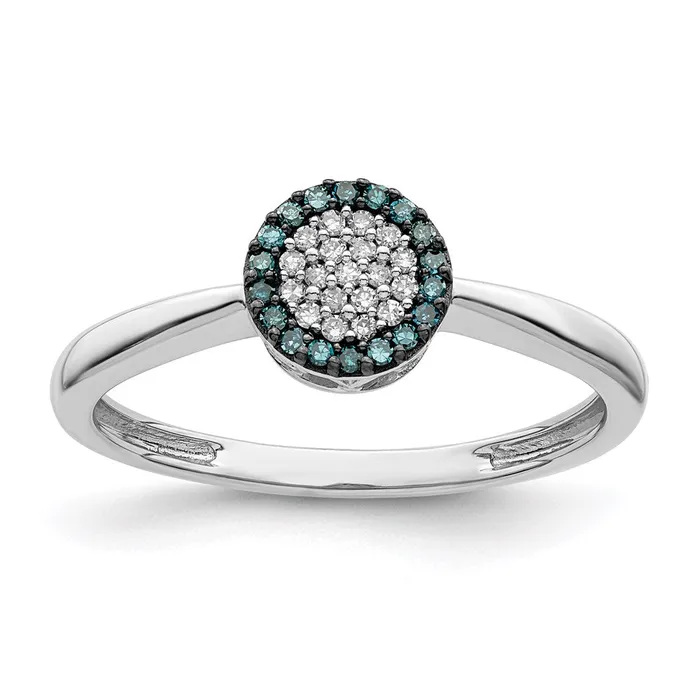 Goldia Rings White Night Sterling Silver Rhodiumplated Blue and White Diamond Ring