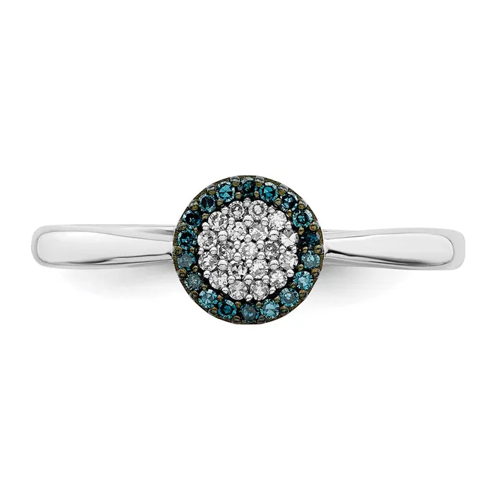 Goldia Rings White Night Sterling Silver Rhodiumplated Blue and White Diamond Ring