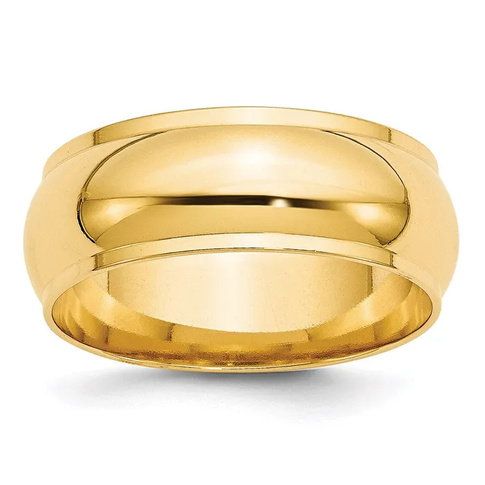 Goldia Solid 10K Yellow Gold 8mm Half Round with Edge MensWomens Wedding Band Ring Size 4 Rings
