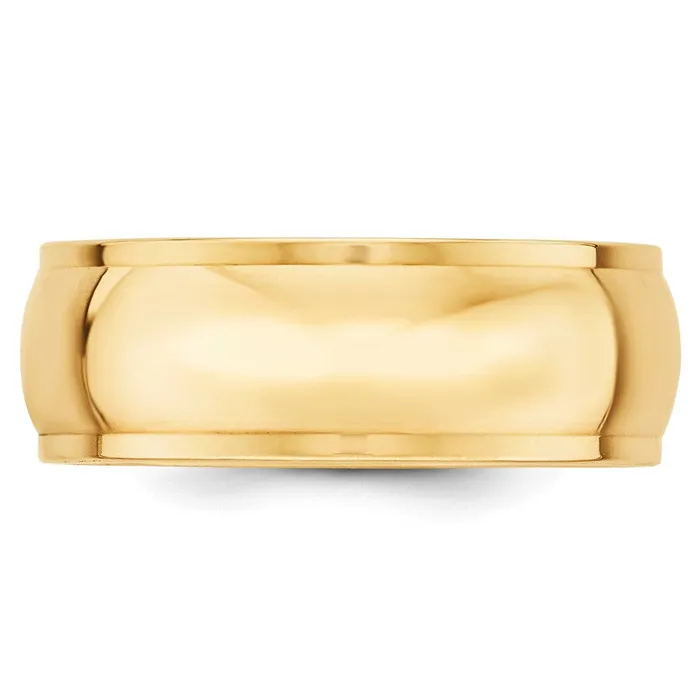 Goldia Solid 10K Yellow Gold 8mm Half Round with Edge MensWomens Wedding Band Ring Size 4 Rings