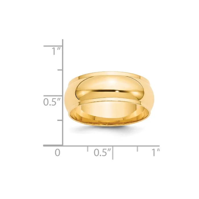 Goldia Solid 10K Yellow Gold 8mm Half Round with Edge MensWomens Wedding Band Ring Size 4 Rings