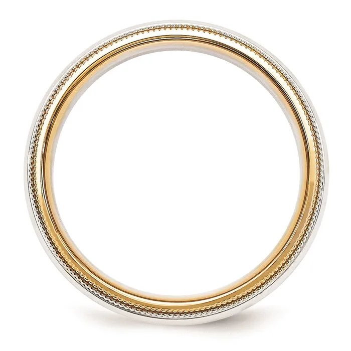 Goldia Solid 10K Yellow Gold TwoTone 55mm MilgrainedEdged Size 6 Wedding MensWomens Wedding Band Ring Rings