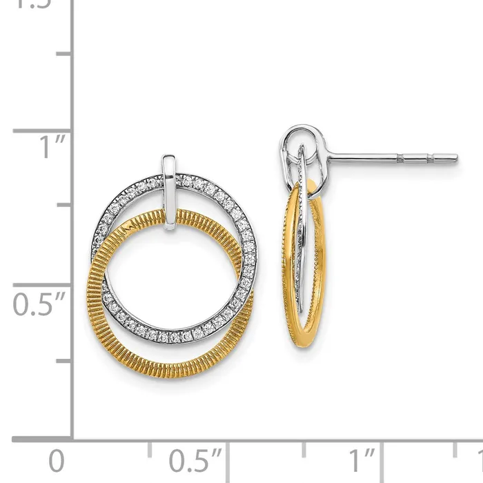 Goldia Solid 14k Twotone Simulated CZ Earrings Earrings Goldia Solid 14k Twotone Simulated CZ Earrings Earrings