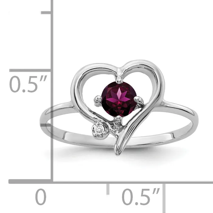 Goldia Solid 14k White Gold 4mm Rhodolite Simulated Garnet A CZ Ring Rings