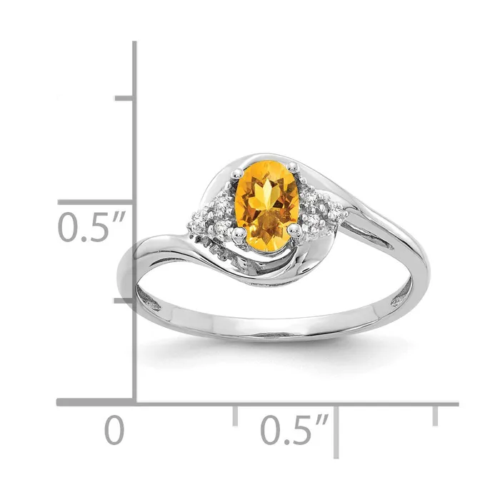 Goldia Solid 14k White Gold Simulated Citrine and CZ Ring Rings