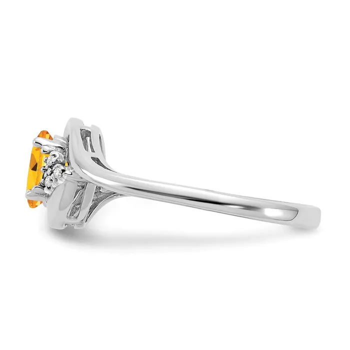 Goldia Solid 14k White Gold Simulated Citrine and CZ Ring Rings