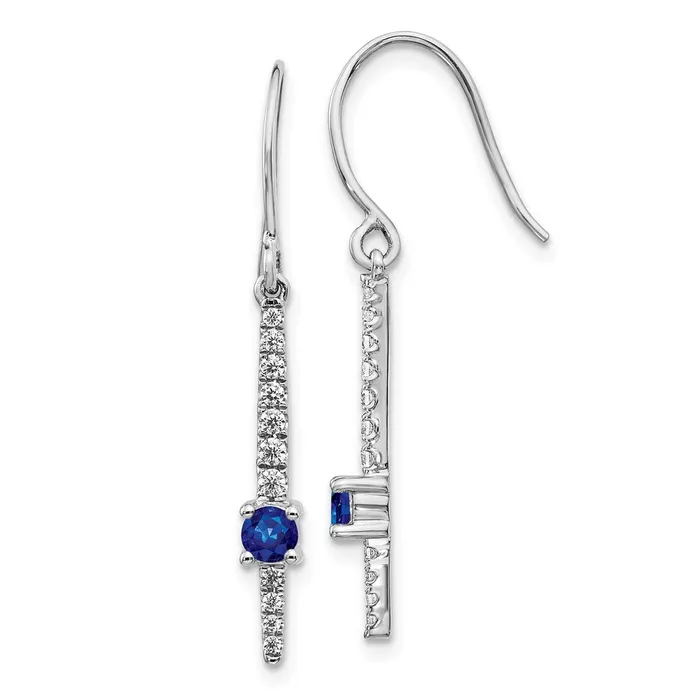 Goldia Solid 14k White Gold Simulated CZ and Sapphire Fancy Earrings Earrings Goldia Solid 14k White Gold Simulated CZ and Sapphire Fancy Earrings Earrings