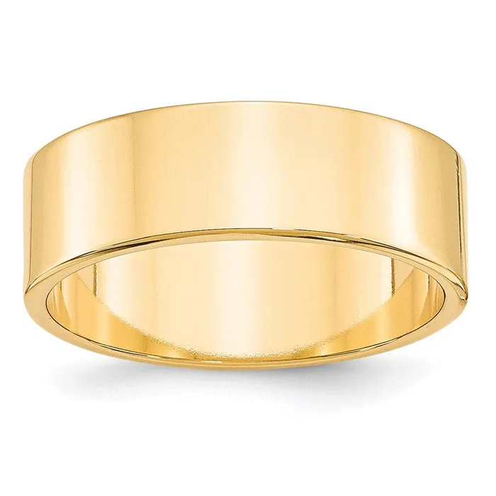 Goldia Solid 14K Yellow Gold 7mm Light Weight Flat MensWomens Wedding Band Ring Size 9 Rings