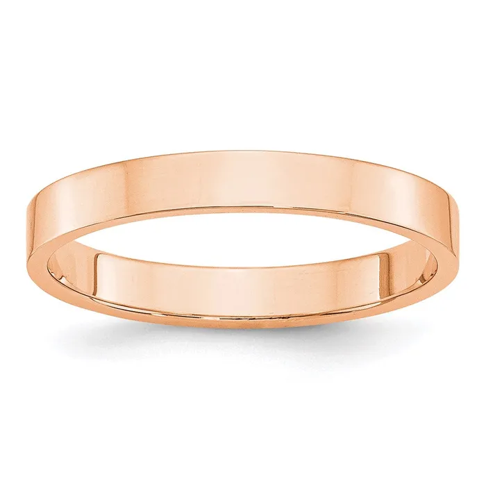 Goldia Solid 14K Yellow Gold Rose Gold 3mm Light Weight Flat MensWomens Wedding Band Ring Size 6 Rings