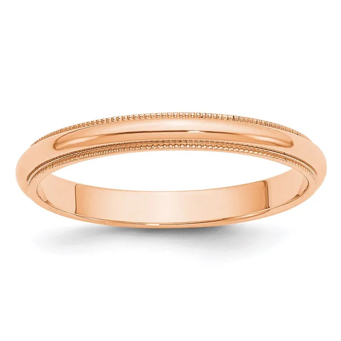 Goldia Solid 14K Yellow Gold Rose Gold 3mm Milgrain HalfRound Wedding MensWomens Wedding Band Ring Size 95 Rings