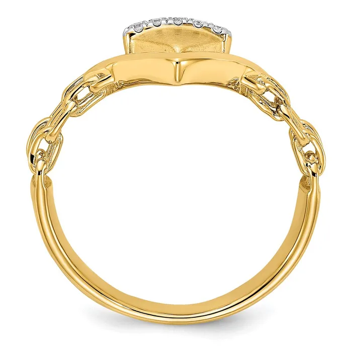 Goldia Solid 14k Yellow Gold SatinPolished Simulated CZ Double Triangle Chain Accent Ring Rings