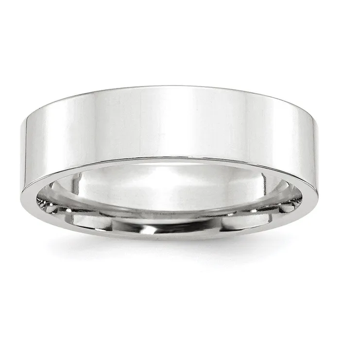 Goldia Solid 18K White Gold 6mm Standard Flat Comfort Fit MensWomens Wedding Band Ring Size 45 Rings