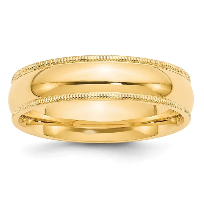 Goldia Solid 18K Yellow Gold 6mm Milgrain Comfort Wedding MensWomens Wedding Band Ring Size 95 Rings