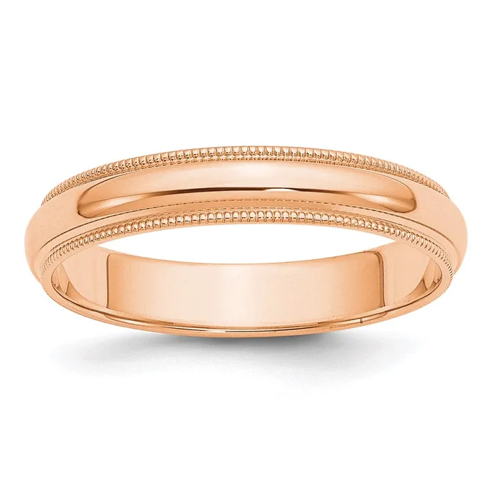 Goldia Solid 18K Yellow Gold Rose Gold 4mm Milgrain HalfRound Wedding MensWomens Wedding Band Ring Size 115 Rings