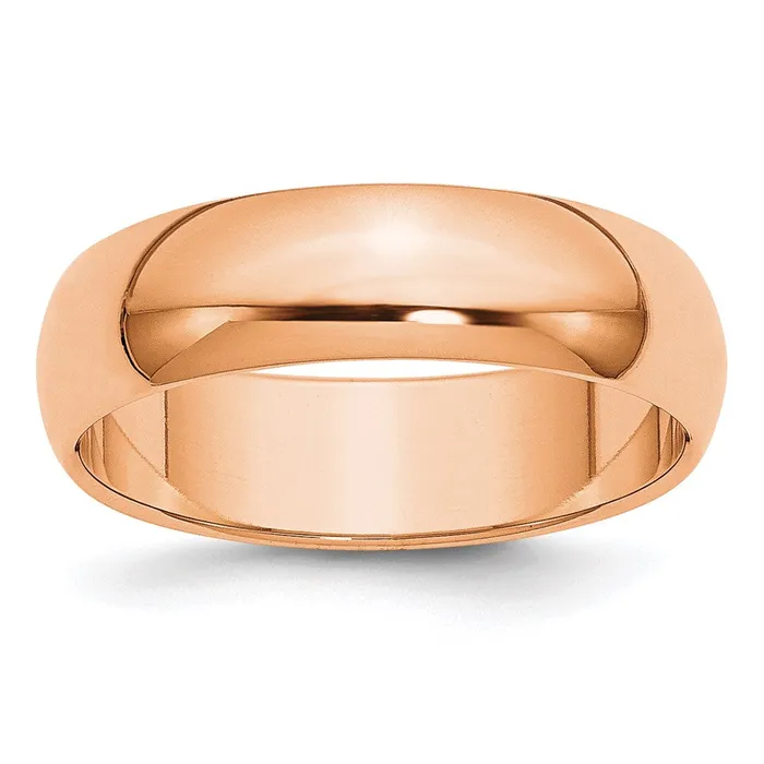 Goldia Solid 18K Yellow Gold Rose Gold 6mm Half Round MensWomens Wedding Band Ring Size 14 Rings