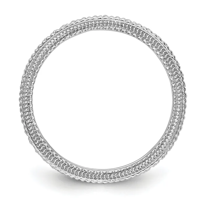 Goldia Solid Real 14k White Gold Polished 13CT Milgrain Edge CZ Eternity Wedding Band Ring Rings
