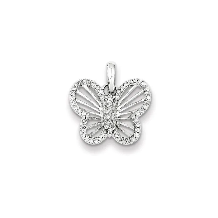 Goldia Sterling Silver 019ct Diamond Butterfly Pendant Necklaces