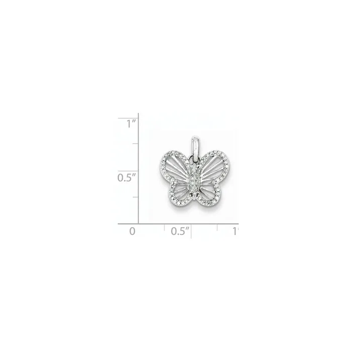 Goldia Sterling Silver 019ct Diamond Butterfly Pendant Necklaces