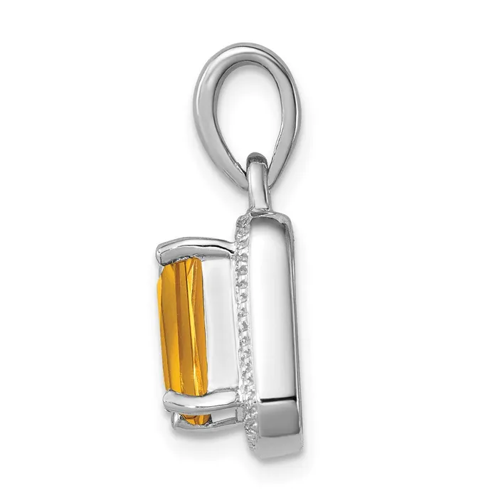 Goldia Sterling Silver Rhodium Emeraldcut Citrine u0026 Diamond Pendant Necklaces