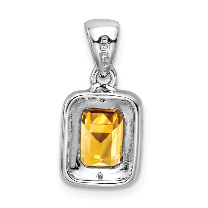 Goldia Sterling Silver Rhodium Emeraldcut Citrine u0026 Diamond Pendant Necklaces