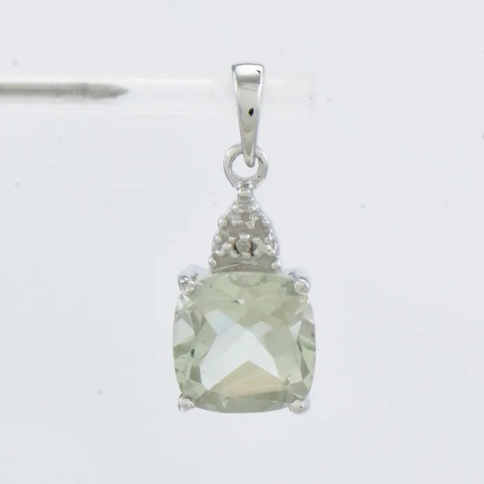Goldia Sterling Silver Rhodium Green Quartz u0026 Diamond Pendant Necklaces