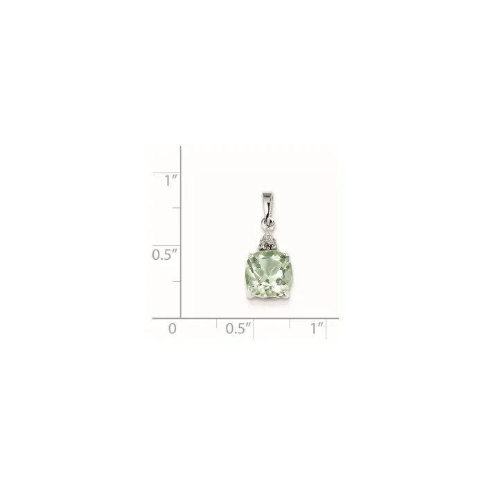 Goldia Sterling Silver Rhodium Green Quartz u0026 Diamond Pendant Necklaces