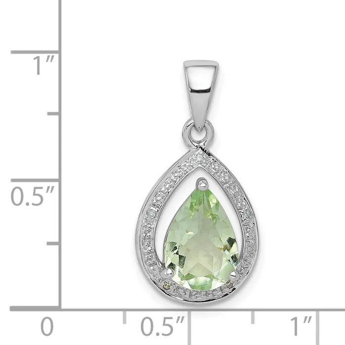 Goldia Sterling Silver Rhodium Green Quartz u0026 Diamond Pendant Necklaces